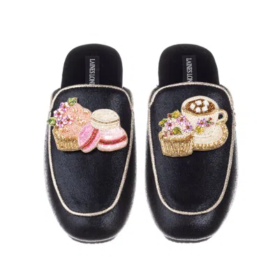 Laines London Women's Black / Gold Classic Mules With Macaroon Brooches - Black & Gold