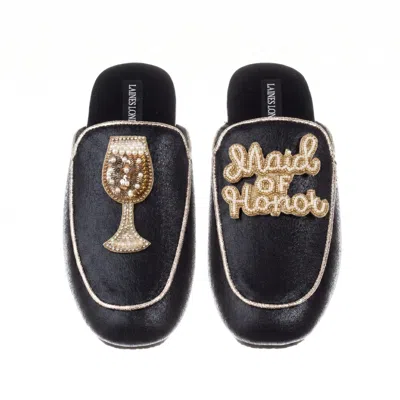 Laines London Women's Black / Gold Classic Mules With Maid Of Honor Brooches - Black & Gold