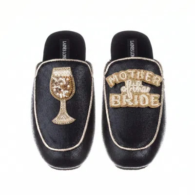 Laines London Women's Black / Gold Classic Mules With Mother Of The Bride Brooches - Black & Gold