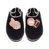 Laines London Women's Black / Gold Flatform Cloud Slippers With American Football Brooches - Black In Blue