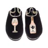 Laines London Women's Black / Gold Flatform Cloud Slippers With Angelic Rose Wine Brooches - Black In Multi