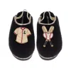 Laines London Women's Black / Gold Flatform Cloud Slippers With Baseball Lover Brooches - Black In Black