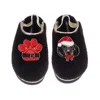 Laines London Women's Black / Gold Flatform Cloud Slippers With Christmas Dachshund & Paw Brooches - Black In Black