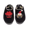 Laines London Women's Black / Gold Flatform Cloud Slippers With Christmas Fawn Pug & Paw Brooches - Black In Multi