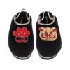 Laines London Women's Black / Gold Flatform Cloud Slippers With Christmas Golden British Shorthair Cat & Paw Brooc In Multi
