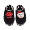 Laines London Women's Black / Gold Flatform Cloud Slippers With Christmas White Persian Cat & Paw Brooches - Black In Multi