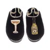 Laines London Women's Black / Gold Flatform Cloud Slippers With Dom Darling Champagne Brooches - Black In Black