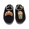 Laines London Women's Black / Gold Flatform Cloud Slippers With Iced Coffee & Croissant Brooches - Black In Black