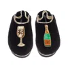 Laines London Women's Black / Gold Flatform Cloud Slippers With Laines Champers Brooches - Black In Multi