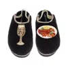 Laines London Women's Black / Gold Flatform Cloud Slippers With Lobster Platter & Glass Of Fizz Brooches - Black In Pink