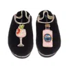 Laines London Women's Black / Gold Flatform Cloud Slippers With Pink Rosa & Grapefruit Gin Brooches - Black In Black