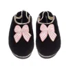 Laines London Women's Black / Gold Flatform Cloud Slippers With Pink Stripe Bow Brooches - Black In Black