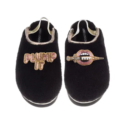Laines London Women's Black / Gold Flatform Cloud Slippers With Plump It Brooches - Black