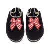 Laines London Women's Black / Gold Flatform Cloud Slippers With Red Stripe Bow Brooches - Black In Black