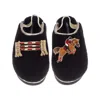 Laines London Women's Black / Gold Flatform Cloud Slippers With Show Jump Horse Brooches - Black In Multi