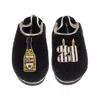 Laines London Women's Black / Gold Flatform Cloud Slippers With Stripe 21st Birthday & Dom Darling Brooches - Blac In Black