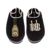 Laines London Women's Black / Gold Flatform Cloud Slippers With Stripe18th Birthday & Dom Darling Brooches - Black In Black
