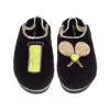 Laines London Women's Black / Gold Flatform Cloud Slippers With Tennis Lover Brooches - Black In Multi