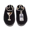 Laines London Women's Black / Gold Flatform Cloud Slippers With Vodka Martini Brooches - Black In Multi