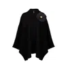 Laines London Women's Black / Gold Laines Couture Wool Blend Zip Cape With Embellished Black Corsage - Black In Black/gold