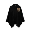 Laines London Women's Black / Gold Laines Couture Wool Blend Zip Cape With Hand Embellished Lion Head - Black In Black/gold