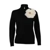 Laines London Women's Black / Gold / Neutrals Laines Couture Black Quarter Zip Jumper With Embellished Cream Corsa In Black/gold