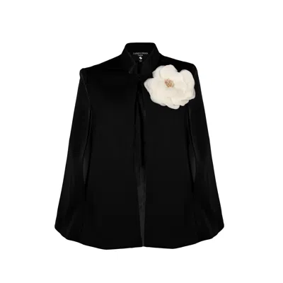 Laines London Women's Black / Gold / Neutrals Laines Couture Tailored Cape With Embellished Cream Corsage In Black/gold