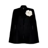 Laines London Women's Black / Gold / Neutrals Laines Couture Tailored Cape With Embellished Cream Corsage In Black/gold