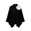 Laines London Women's Black / Gold / Neutrals Laines Couture Wool Blend Zip Cape With Embellished Cream Corsage - In Black/gold