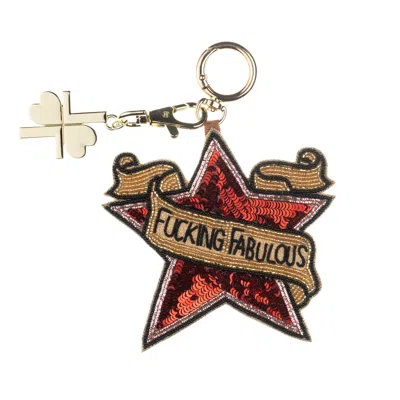 Laines London Women's Black / Gold / Red Fucking Fabulous Hand-beaded Bag Charm In Black/gold/red