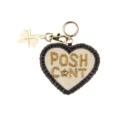 Laines London Women's Black / Gold / White Posh C*nt Hand-beaded Bag Charm In Multi