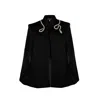 Laines London Women's Black Laines Couture Tailored Cape With Embellished Crystal & Pearl Wrap Around Snake In Black