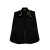 Laines London Women's Black Laines Couture Tailored Cape With Embellished Green & Gold Wrap Around Snake In Black