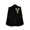 Laines London Women's Black Laines Couture Tailored Cape With Embellished Lobster