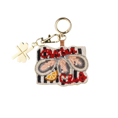 Laines London Women's Black / Red / White Oyster Club Hand-beaded Bag Charm In Multi