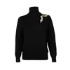 Laines London Women's Black / Silver Laines Couture Embellished Silver Shoulder Snake Knitted Roll Neck Jumper - B In Black