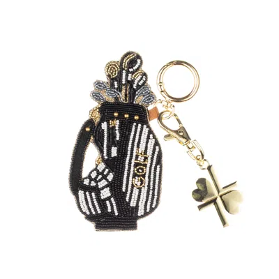 Laines London Women's Black / White Golf Lover Hand-beaded Bag Charm In Multi