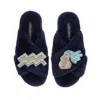 Laines London Women's Blue Classic Laines Slippers With Aquarius Zodiac Brooches - Navy In Blue