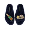 Laines London Women's Blue Classic Laines Slippers With Oysters & Champers Bottle - Navy In Blue