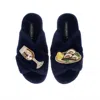 Laines London Women's Blue Classic Laines Slippers With Oysters & Glass Of Fizz - Navy In Blue