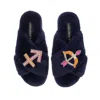 Laines London Women's Blue Classic Laines Slippers With Sagittarius Zodiac Brooches - Navy In Blue