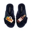 Laines London Women's Blue Classic Laines Slippers With Summer Punch Brooches - Navy In Blue