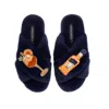 Laines London Women's Blue Classic Laines Slippers With Summer Spritzer Brooches - Navy In Blue