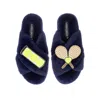 Laines London Women's Blue Classic Laines Slippers With Tennis Lover Brooches - Navy In Blue
