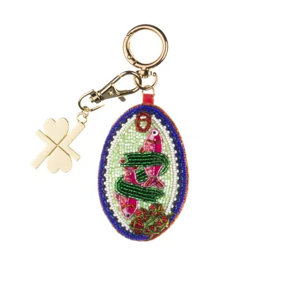 Laines London Women's Blue / Green / Pink The Coastal Catch Hand-beaded Bag Charm In Multi