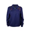 Laines London Women's Blue Laines Couture Navy Quarter Zip Sweatshirt With Embellished Red Wrap Around Snake In Blue