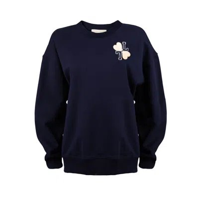 Laines London Women's Blue  Varsity Sweatshirt - Navy/cream