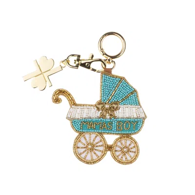 Laines London Women's Blue / White / Gold Mama's Boy Pram Hand-beaded Bag Charm In Multi