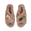 Laines London Women's Brown Classic Laines Slippers With Bubbles Darling Brooches - Toffee In Brown