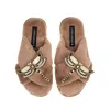 Laines London Women's Brown Classic Laines Slippers With Double Dragonfly Brooches - Toffee In Brown